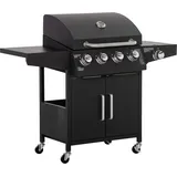 Outsunny Gasgrill Grillwagen 132,4 x 55 x 109 cm Schwarz