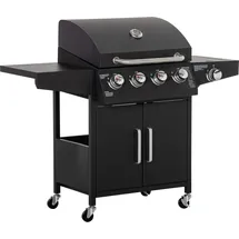 Outsunny Gasgrill Grillwagen 132,4 x 55 x 109 cm Schwarz
