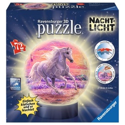Ravensburger 3D-Puzzle Pferde Am Strand - Puzzle-Ball, Nachtlicht, 72 Puzzleteile bunt
