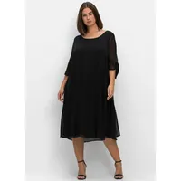 sheego Etuikleid Chiffonkleid Schwarz 46