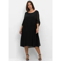 sheego Etuikleid Chiffonkleid Schwarz 46