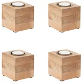 Marrakesch Orient & Mediterran Interior 4er Set Holz Teelichthalter als Tischdeko Massivo Natur