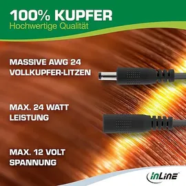 InLine Verlängerungskabel, DC Stecker 4,0x1,7mm, schwarz, 5m