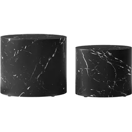 SalesFever Couchtisch 2er Set oval in Marmoroptik - schwarz