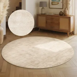 vikosa Noemi beige Elfenbein, H:10mm Ø:150cm, Viskose, Teppiche, Teppich, Dezenter Glanz, Weich, Seidenoptik, Viskose, Wohnzimmer, Schlafzimmer