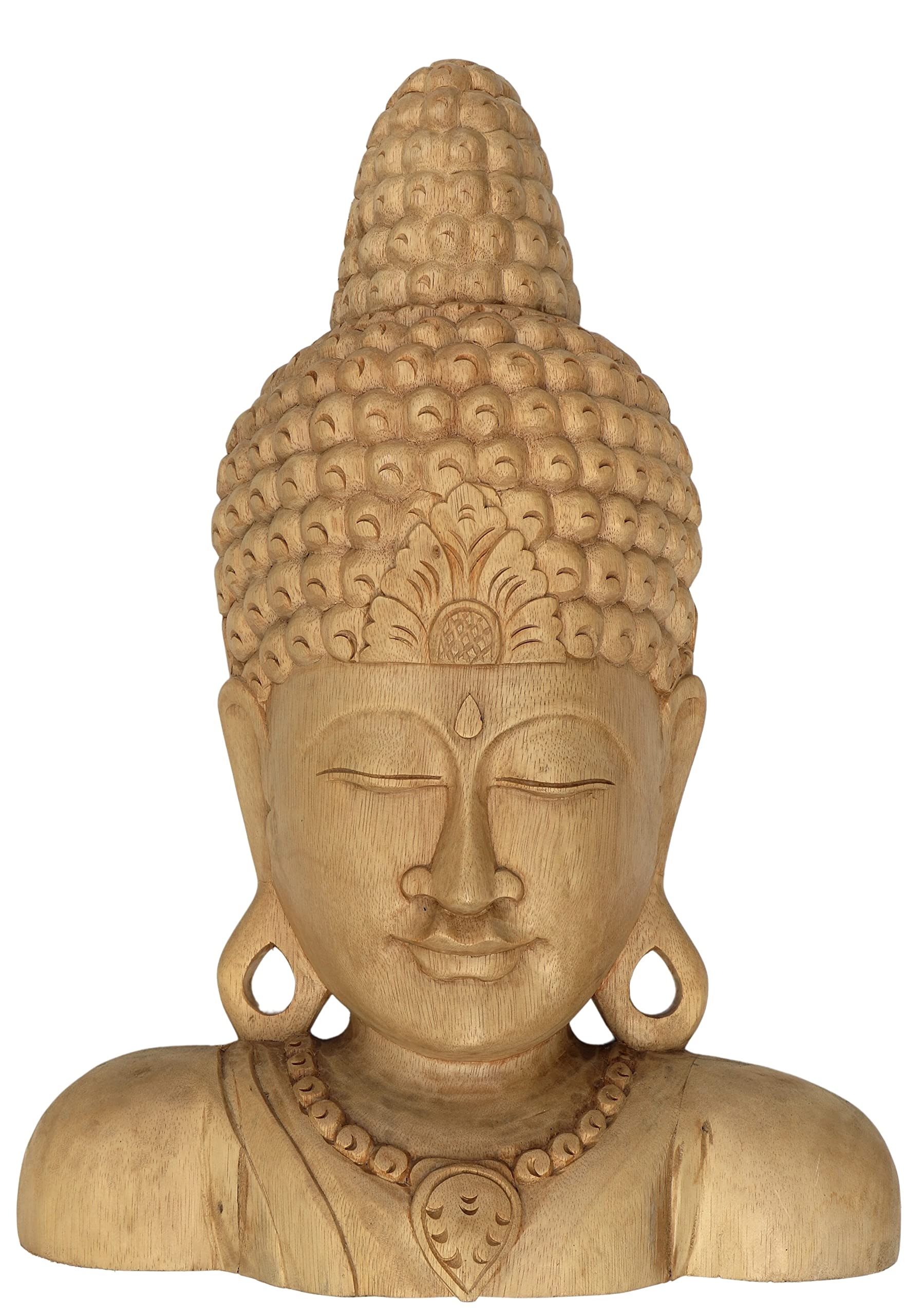 GURU SHOP Stehende Geschnitzte Buddhamaske aus Holz, 64x48x12 cm, Buddhas