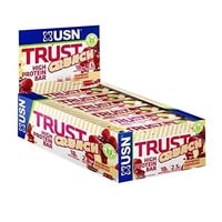 USN Trust Crunch Protein Riegel, Himbeer-Käsekuchen, 12 x 60g, der leckere und sättigende Snack für die Hosentasche, 20g Protein