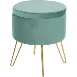 Pouf SILAS Mintgrün Samtstoff 42 cm 42 cm