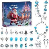 Adventskalender 2025 für Mädchen–DIY Schmuck Bastelset mit Armband, Ketten & Ohrclips– 24 Überraschungen–Geschenk für 5–13 Jahre (Armba... - Blau