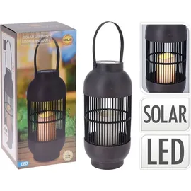 PROGARDEN Solar-Laterne mit LED-Kerze Rattan Schwarz