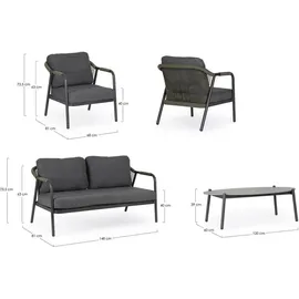 BIZZOTTO Miravet Garten-Lounge-Set Aluminium grau/grün