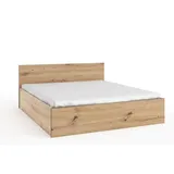 Beautysofa Holzbett C10 (160x200 cm Bett im Loft Stil inklusive Bettkasten), mit Holzrahmen und Lattenrost