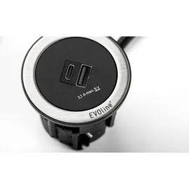 evoline (schulte) EVOline ONE Doppel USB-Port A und C in SCHWARZ / USB-Dose - Schwarz/Silber