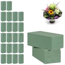 Relaxdays 24 x Steckschaum für Frischblumen, Steckziegel, Nasssteckschaum Blumengestecke, Hochzeit, HxBxT: 7,5 x 20 x 10 cm, grün