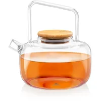 Wilmax | Glas Teekanne mit Sieb | 1000ml |Teesieb für losen Tee | Glasteekanne mit Bambus-Deckel | Kanne für Teeblumen | Teapot | Glaskanne für Heiß- und Kaltgetränke | Spülmaschinenfest