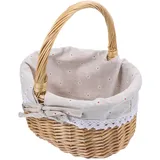 VICASKY Gewebter Weidenkorb Für Lagerung Picknickkorb Blumenkorb Dekokorb Dessertkorb Aus Handgeflochtenem Material Mit Waschbarem Leinenfutter Für Lebensmittel Bücher Und Andere Dinge