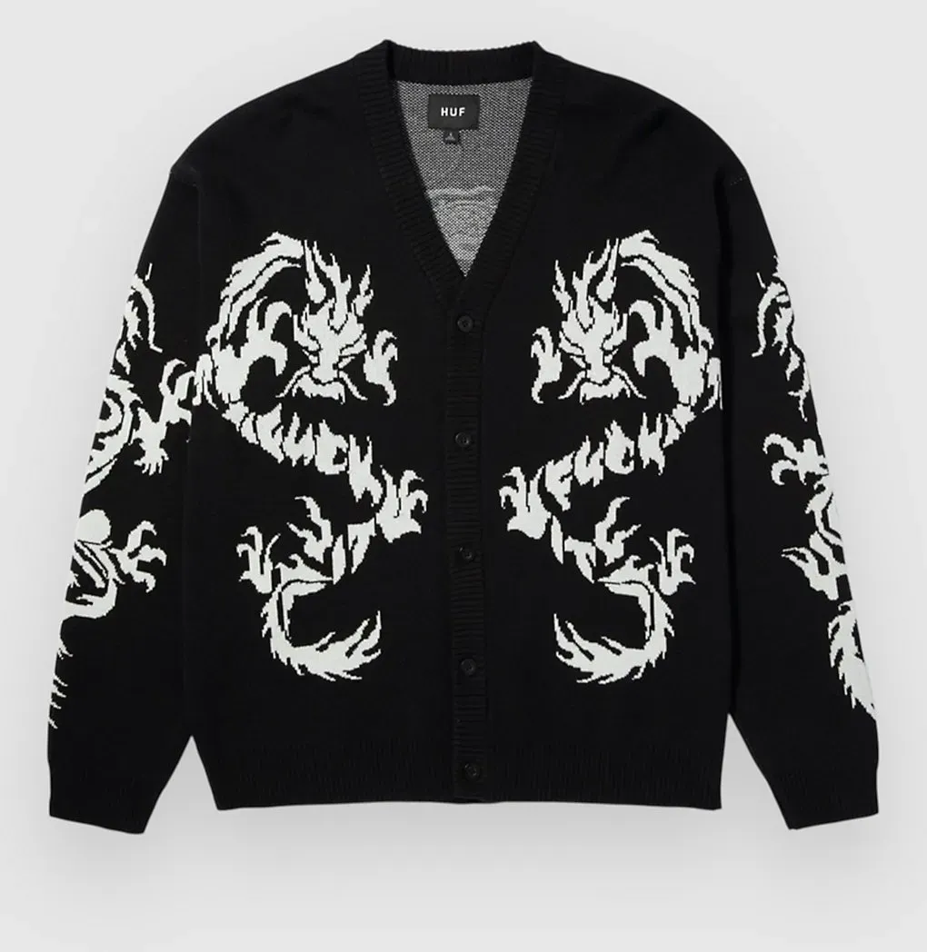HUF Twin Dragon Strickjacke black Gr. XL