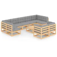 vidaXL Garten-Lounge-Set 10-tlg. natur/grau 3077259