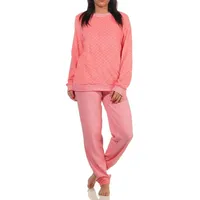 normann-wäschefabrik Frottee Pyjama Herz-Tupfen Streifenoptik Lachs/Rosa 60-62
