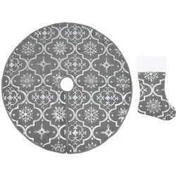 vidaXL Luxus-Weihnachtsbaumdecke mit Socke Grau 122 cm Stoff