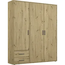 Rauch Drehtürenschrank RAUCH "Kleiderschrank Schrank Garderobe Wäscheschrank VOYAGER", braun (eiche artisan), B:140cm H:194cm T:53cm, Holzwerkstoff, Schränke, Drehtürenschrank, moderne Griffe in Graumetallic mit Außenschubkästen MADE IN GERMANY