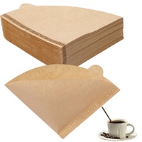 200 Kaffeefilterpapiere, 1–2 Tassen Einweg-Filterpapiere, Kaffeefilter, Natürliche ungebleichte Kaffeefilter, V-förmiger Kaffeetropfer für Kaffeemaschine (10,4 x 14 cm, V01)