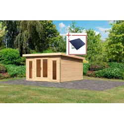 Gartenhaus KARIBU "Rabensee 3", beige (naturbelassen), Holzwerkstoff, Gartenhäuser, naturbelassen