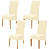 FXKS Stuhlhussen 4er Set,Stretch Stuhlhussen,Waschbar Abnehmbare High Back Chair Protector Covers,Velvet Stuhlhussen für Bankett Dining Room Restaurant Familie Dekoration (Beige)