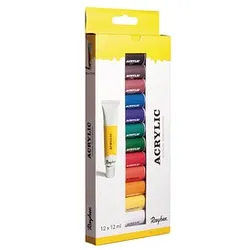 Rayher Künstler-Set Acrylfarben farbsortiert 12 x 12,0  ml