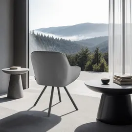 Tectake tectake® Drehbarer Armlehnstuhl Snug Samtoptik, gepolstert, in 360° drehbar, schlanke Stahlbeine, 58 x 58 x 82 cm