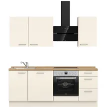 Nobilia Küchenleerblock Touch, Eiche, Magnolie, Metall, 3 Schubladen, nur wie online abgebildet bestellbar, 210 cm, Blauer Engel, Pefc, Goldenes M, Made in Germany, DGM-Klimapakt, seitenverkehrt erhältlich, vormontierter Korpus, Küchen, Küchenzeilen &