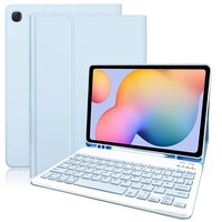 Tastaturhülle für Samsung S6 Lite 2022, Lederhülle mit Abnehmbarer Magnetischer Bluetooth-Tastatur im QWERTZ-Layout für Samsung Galaxy Tab S6 Lite 10,4 Zoll (SM-P610/P615/P613/P619,2020/2022), Blau