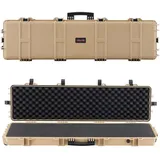 Vevor Waffenkoffer mit Hartschale für Langwaffen, abschließbarer Gewehrkoffer mit vorgeschnittenen Schaumstoffen, Langwaffenkoffer Waffenaufbewahrung rollbar IP67 wasserfest, 1380x385x165 mm Khaki