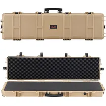Vevor Waffenkoffer mit Hartschale für Langwaffen, abschließbarer Gewehrkoffer mit vorgeschnittenen Schaumstoffen, Langwaffenkoffer Waffenaufbewahrung rollbar IP67 wasserfest, 1380x385x165 mm Khaki