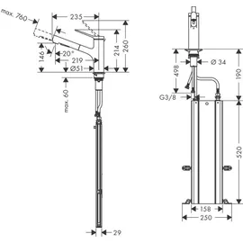 Hansgrohe Zesis M33 Küchenarmatur mit sBox, ausziehbar, schwenkbar, 74821670,