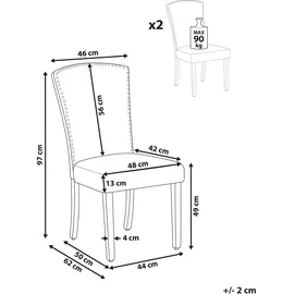 Beliani Esszimmerstuhl 2er Set PISECO Samtstoff Dunkelgrün