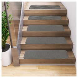 Stufenmatte 4/6er Set Stufenmatte – 20 x 76 cm – Rutschhemmende Treppenstufen, XDeer, Matten – Treppenauflage – Antirutschmatte grau
