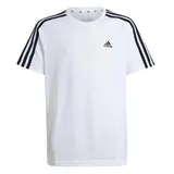 Adidas Junior Girls Essentials 3-Stripes Cotton Loose Fit Boyfriend T-Shirt, Mädchen ' Kurzärmeliges T-Shirt, White/Black,