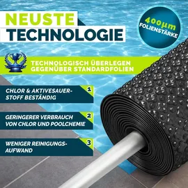 tillvex Elite Pool Solarfolie Blau/Schwarz Ø 400 cm