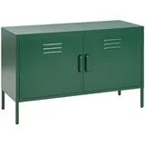 Beliani Sideboard mit 2 Türen 2 Griffen Stahl grün herausnehmbarer Regalboden URIA