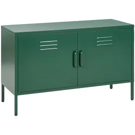 Beliani Sideboard mit 2 Türen 2 Griffen Stahl grün herausnehmbarer Regalboden URIA