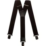 Olata Extra Breite Herren Hosenträger Y-Form in Schwarz mit Farbigem Leder – 5 cm. Schwarz (Schwarz Clips) - Einheitsgröße