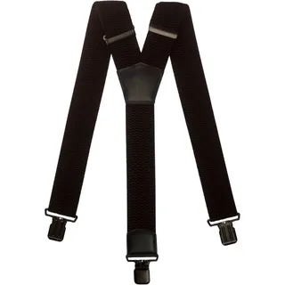 Olata Extra Breite Herren Hosenträger Y-Form in Schwarz mit Farbigem Leder – 5 cm. Schwarz (Schwarz Clips) - Einheitsgröße