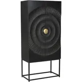 SIT Möbel SIT gold schwarz gold), B:75cm H:160cm T:39cm, Massivholz, Metall, Schränke, Mehrzweckschrank, mit Schnitzmuster und goldfarbenem Griff