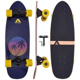 Apollo Surf Skateboard Kinder ab 6 Jahre | Mini Longboard Kinder | Mini Cruiser Board für Surftraining | Carving & Pumping | mit hochwertiger Surfstyle Achse | Skateboard Erwachsene - Miami Sunset - Orange
