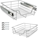 Arebos Teleskopschublade - für Schrankbreite 30 40 50 oder 60 cm/verchromt/Setwahl- Küchenschublade Korbauszug Schrankauszug, Schubladeneinsätze für Küchenschrank / 2 x 50 cm