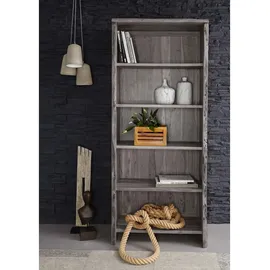 Massivmoebel24 Regal Akazie 81 x 45 x 204 cm grau lackiert / grau