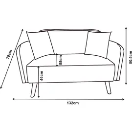 [en.casa] Couch Cord 2-Sitzer Blau