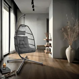 Tectake tectake® Hängesessel, Ariane mit Gestell und Kissen 160kg