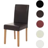 Esszimmerstuhl Littau, Küchenstuhl Stuhl, Leder ~ braun, helle Beine